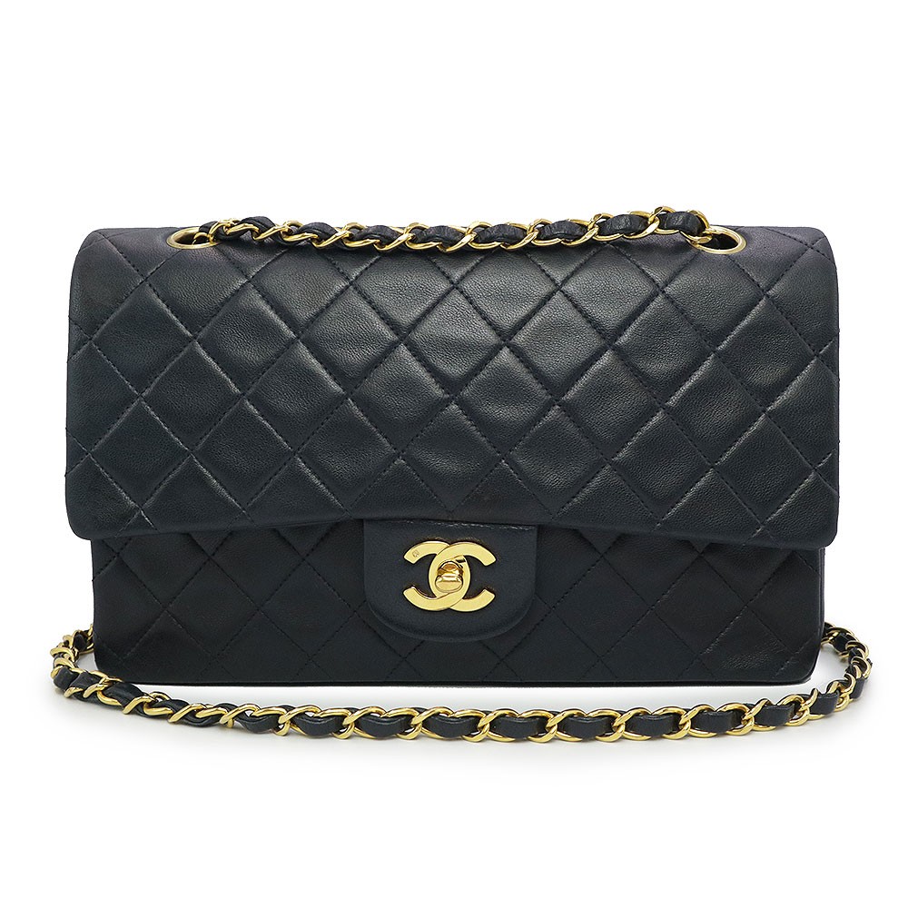 Chanel 11.12 Classic Matelasse 25 Double Chain Flap Shoulder Bag in Lambskin