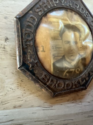 VINTAGE TODD SHIPYARDS CORP BROOKLYN NY EMPLOYEE IDENTIFICATION BADGE METAL ARTS - Picture 21 of 24