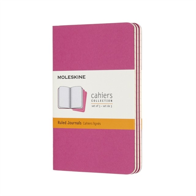 Moleskine Cahier Journal, Set 3 Notebooks with Ruled Pages, Cardboard Cover with Visible Cotton Stiching, Colour Kinetic Pink, Pocket 9 x 14 cm, 64 Pages - Image 3