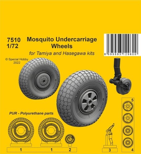 CMK 129-7510 - 1:72 Mosquito Undercarriage Wheels / For 1/72 Tamiya And Hasegawa