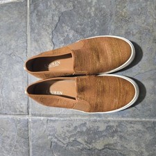 Lauren Ralph Lauren Jinny Slip On Sneakers Tan Woven Metallic Women's Size 7.5B