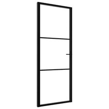 Interior Door Barn Sliding ESG Glass and Aluminium Black vidaXL