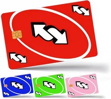 Confezione da 4 adesivi skin carte di credito UNO Reverse Card - solo ritaglio chip - rosso, blu