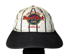 Hard Rock Cafe Honolulu Hawaii Pinstripe Snapback Hat 90's Vintage
