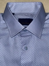 DAVID DONAHUE MENS PREMIUM COTTON MICRO DESIGN DRESS SHIRT SIZE 15.5/34-35 165