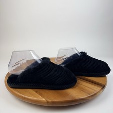 New NWOB Womens Nordstrom Rack Black Corduroy Faux Fur Slippers Size S / 5 - 6