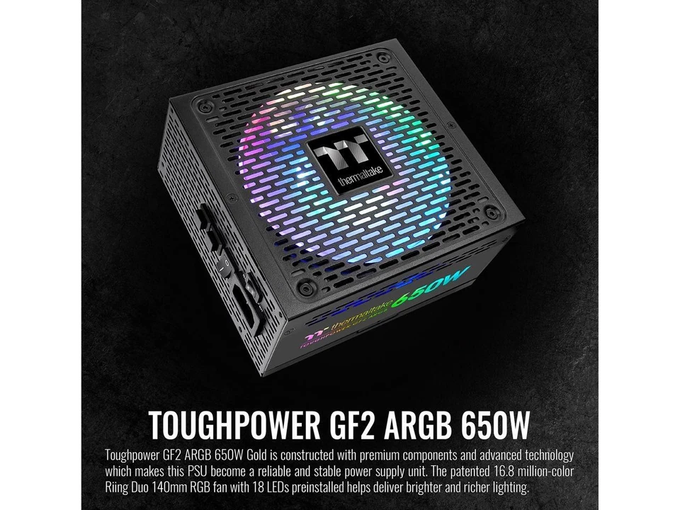 Thermaltake Toughpower GF2 ARGB 650W 80+ Gold 16.8 Million Colors 18 Addressable - Image 3 of 4