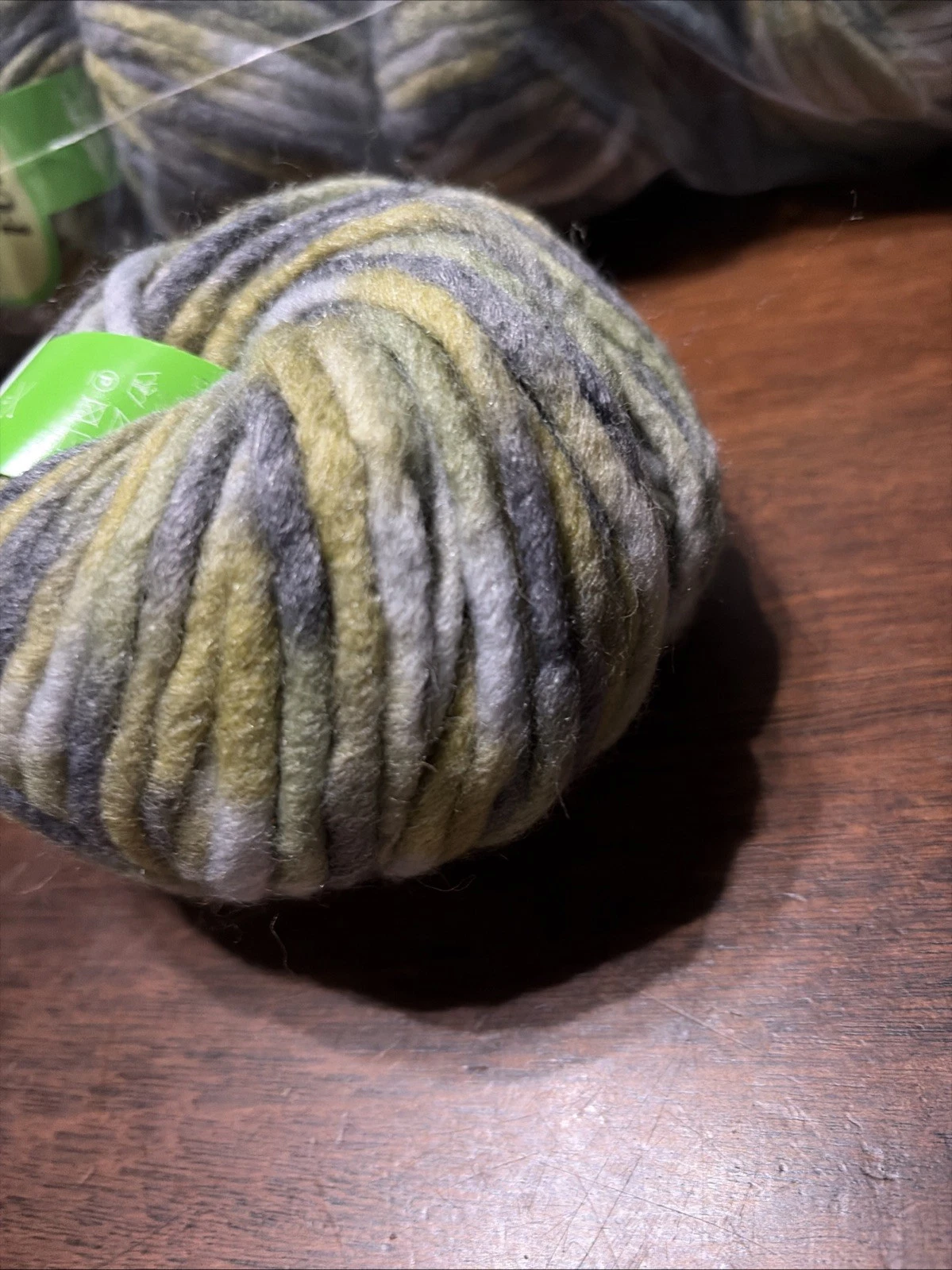 Lot of 12 balls of Olive Grey Charcoal Multi FUNKY Chunky knitting yarn #40 - product detail image 3