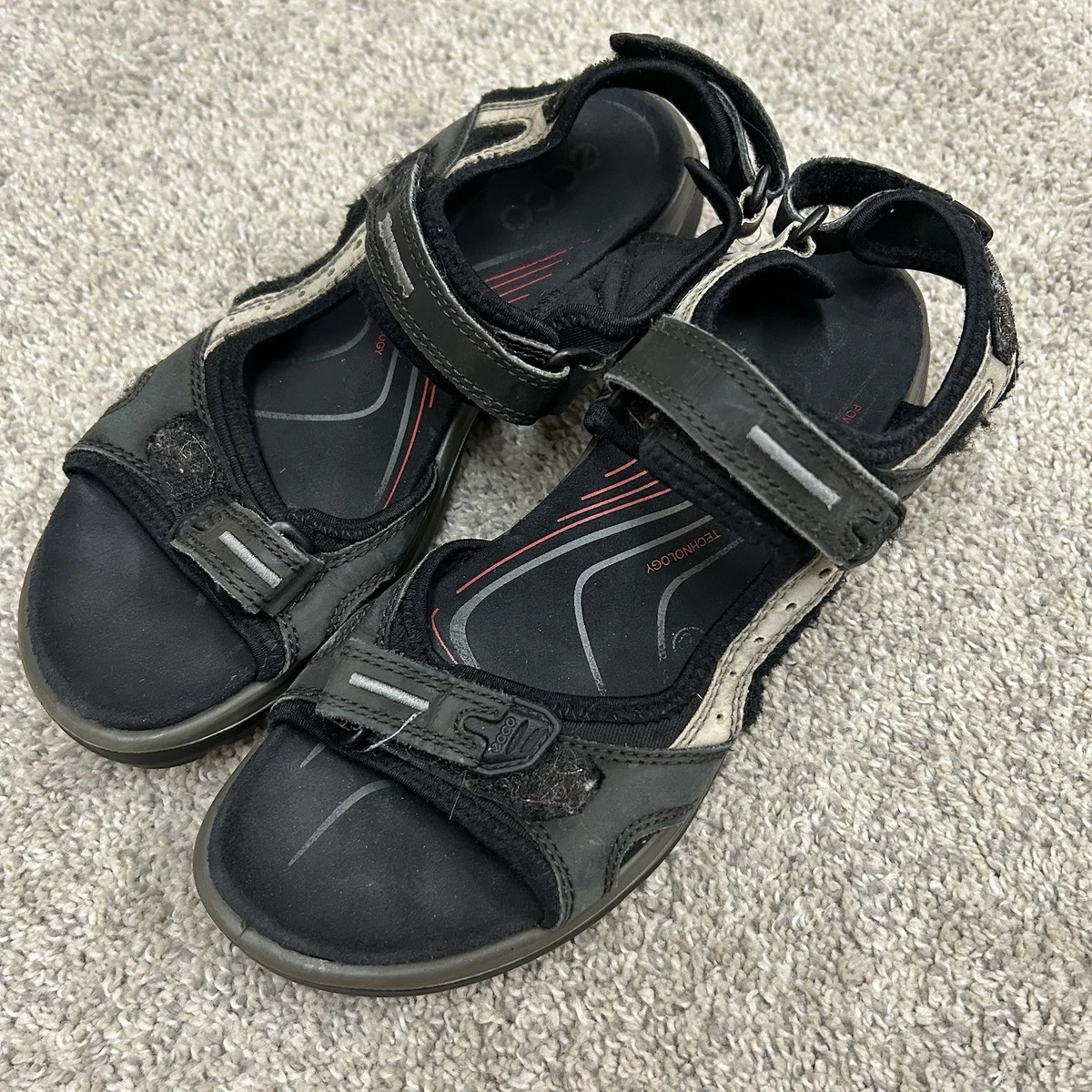 ECCO Men\'s Receptor Black Leather  Sandals Size 11 Men main image 4