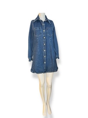 LEVIS Denim Shirt Dress Mini Button Up size S, Blue