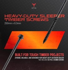 Sleeper Timber Screws Box 50 - 250mm x 6.3mm with type 17 cutting tip and knurl