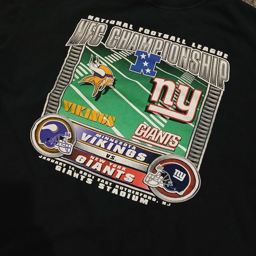 XL 2001 New York Giants Vikings NFL Vintage T-Shirt Black Playoffs Y2K Vintage - Picture 2 of 8