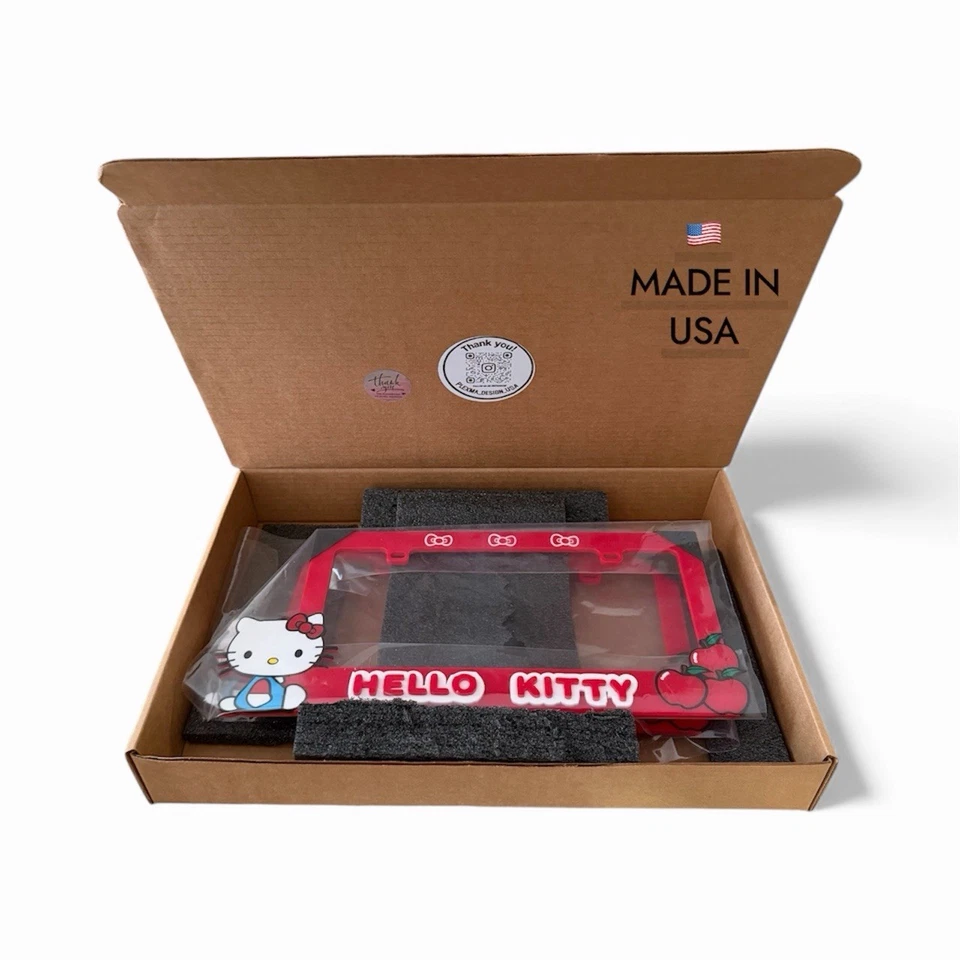 Custom Hello Kitty License Plate Frame – Cute 3D Car Plate Frame - Imagem 2 de 3