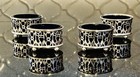 Set Of Gorham # A5553 Oval Sterling Silver Salt Cellars (4)  With Cobalt Glass — photo 1