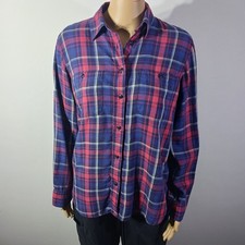 Lauren Ralph Lauren Plaid Shirt Womens M Blue Red White Button Up 100% Cotton
