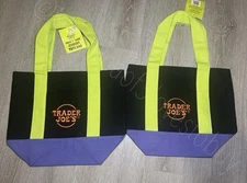 Trader Joes Mini Halloween Canvas Tote Bag 2 Piece Set ON HAND QUICK SHIP