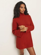 NWT Reformation Ozzy Regenerative Wool Sweater Dress - Sundried Tomato - Size S