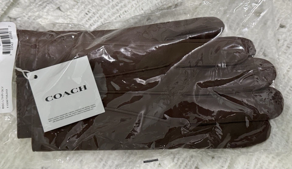 COACH L Tech 手套 54182 - 羊皮 - 深马鞍 - 全新带标签 — 第 4/4 张图片