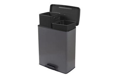 Curver Deco Bin Duo Mülleimer -  26L+ 26L - mit Pedal, cool grey