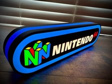 Nintendo 64 Inspired LED Sign 12" - Classic Logo Light - Gaming Room Wall Decor