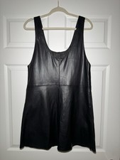 Mango Faux Leather Mini Dress Black Sleeveless A-Line Women’s Size M MNG