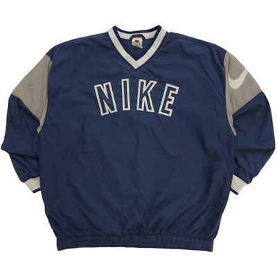 Vintage 90er Nike Herren marineblau Big Swoosh Logo Rundhalsausschnitt Pullov...