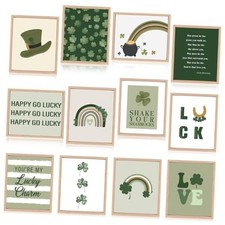 HCEWSBFD 12PCS St. Patrick's Day Wall Art Print Boho Lucky Clover Shamrock