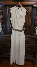 ZARA JUMPSUIT collo cappuccio ecrù taglia S XS tuta pantalone donna asimmetrica nuova con etichetta