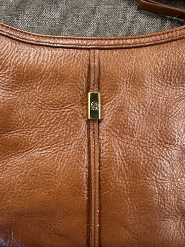 Etienne Aigner Brown Zip Shoulder Bag, Lined, Inner Pockets, Gold Hardware