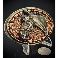 Handmade OAK Quarter Horse, Pleasure Horse Western Equestrian Belt Buckle