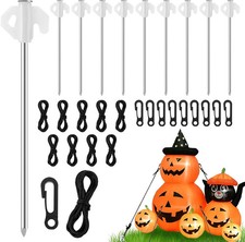 Metal Stakes for Inflatables 10 Sets 7.9" Yard Blow Up Anchors 59" Ropes Hooks