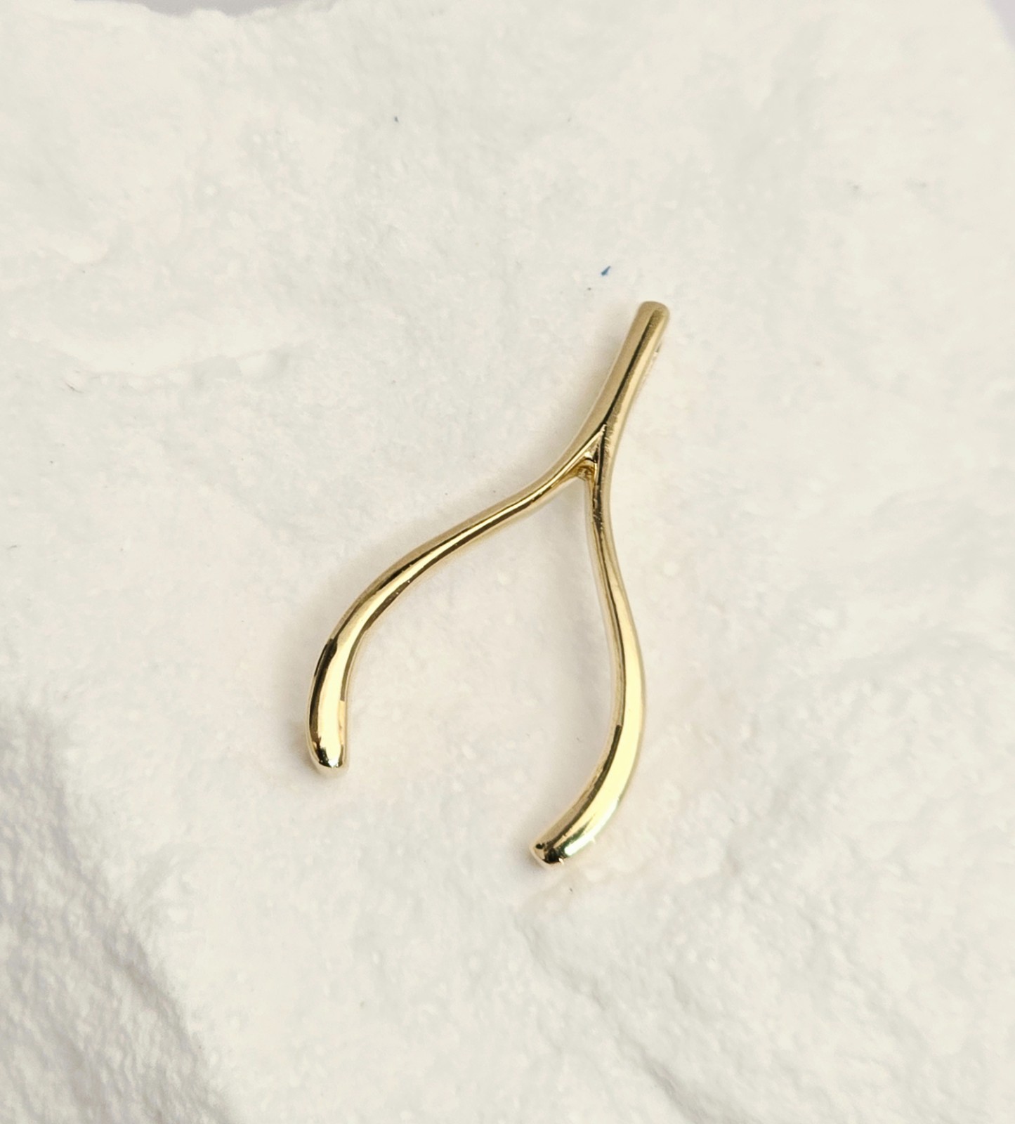 14k Solid Gold Wishbone Pendant