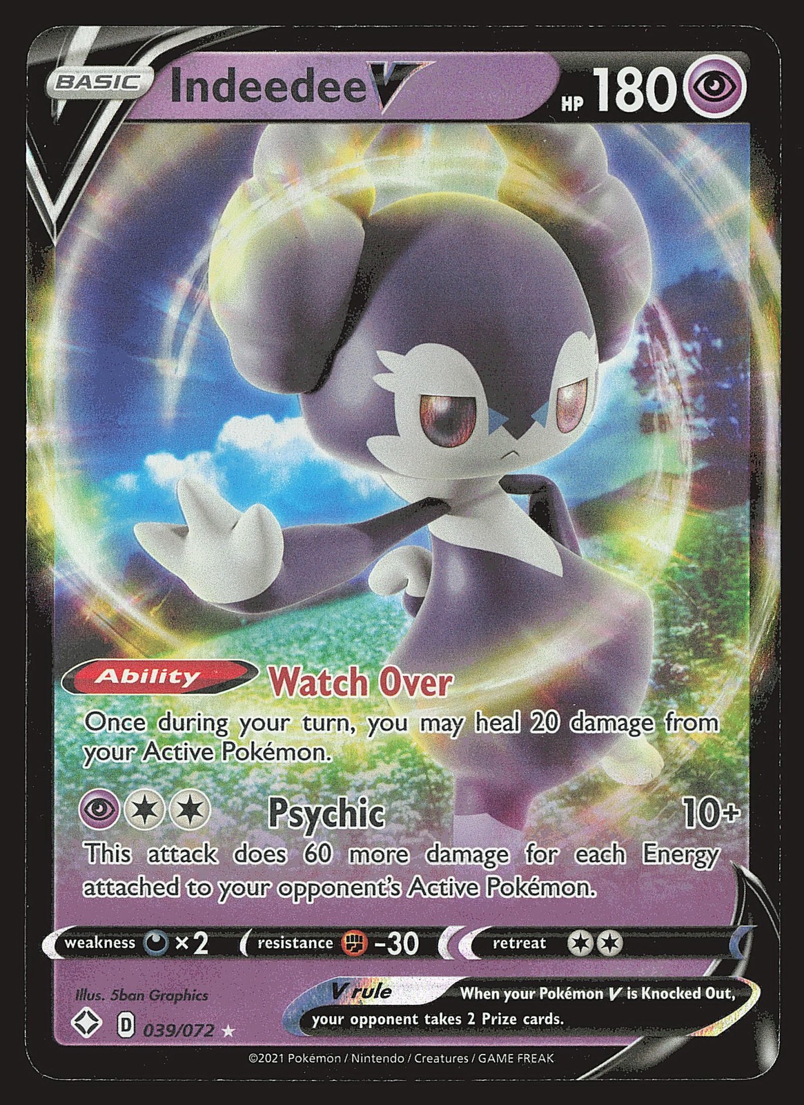 Shining Fates Indeedee V #039/072 Ultra Rare Pokemon Card