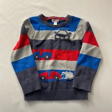 Cat Jack Toddler Boys Striped w/ cars Pull-Over Knit Sweater - Size 5T