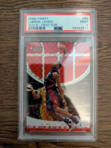 LEBRON JAMES 2005-06 Topps Finest #85 RED X-FRACTOR 125/139 Refractor Card PSA 9