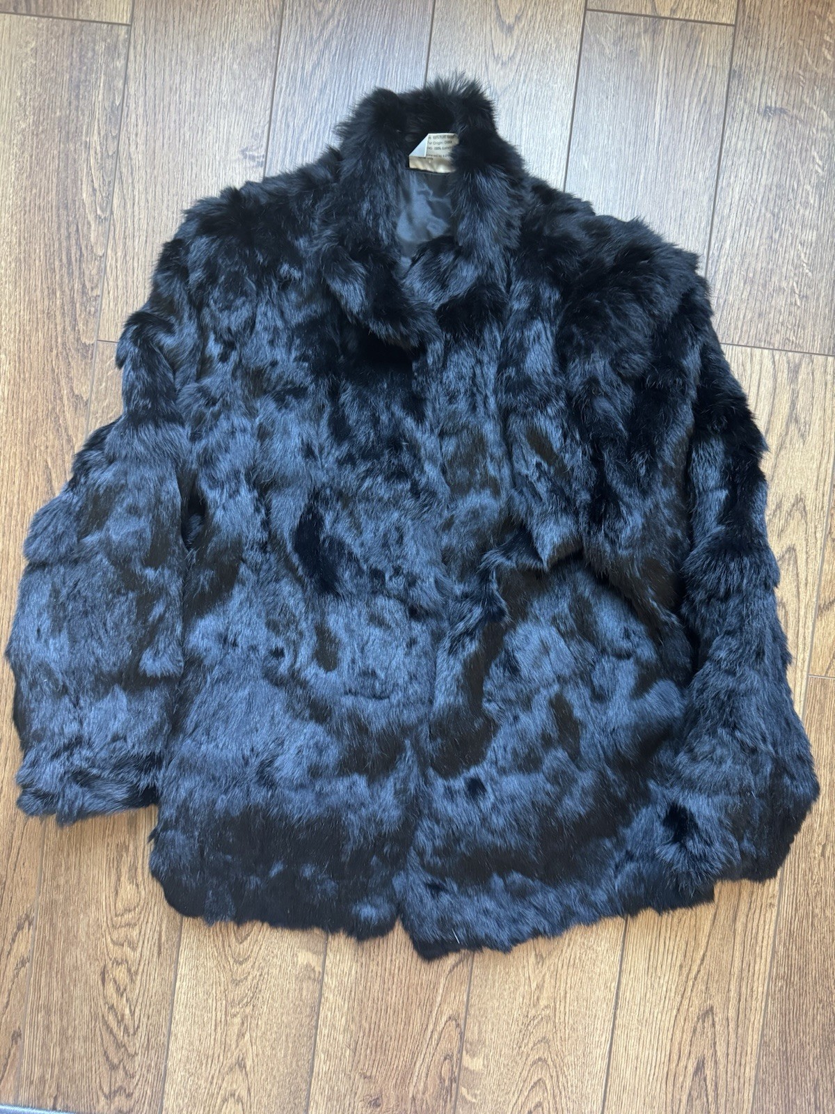 Vintage Somerset Furs Black Rabbit Fur Coat Size Womens Large Mid Length