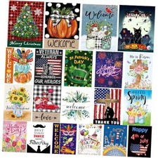 Seasonal Garden Flag Set of 20 - Double Sided 12 x 18 Inch Small Yard Flags