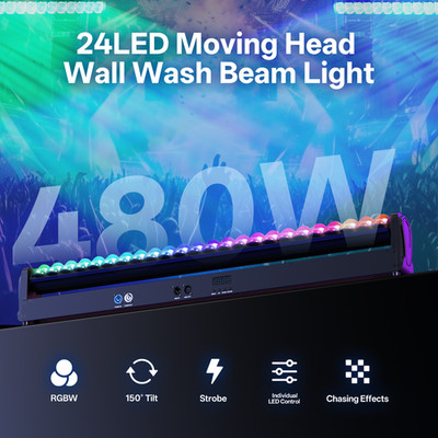 480W 24LED RGBW Stage Moving Head Beam Lighting DMX Disco Party Club Bar Light