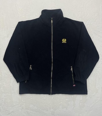 Belstaff Jacket Mens 2XL XXL Black Fleece Full Zip Made in England Flag Patch