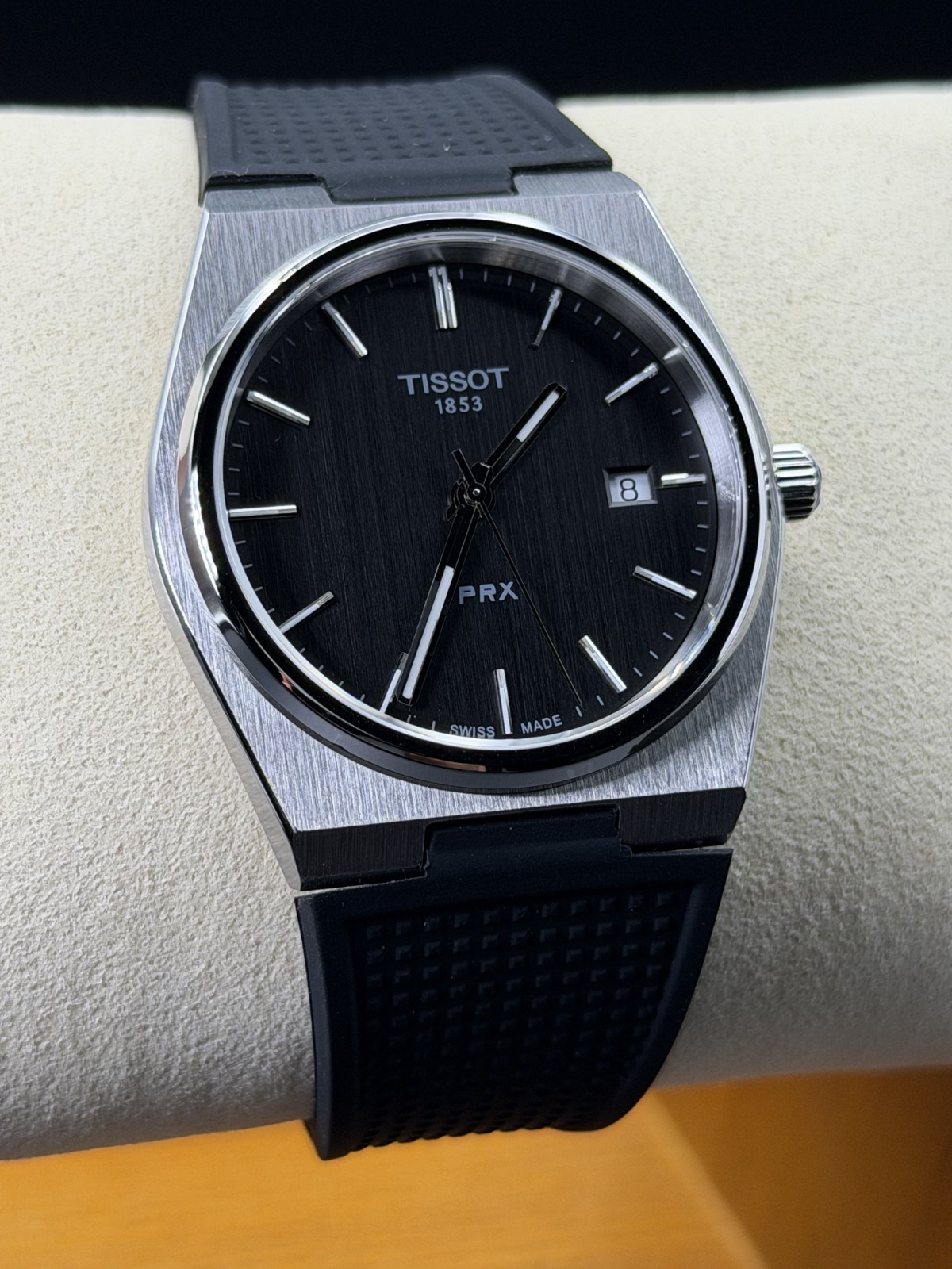 TISSOT PRX QUARTZ BLACK DIAL RUBBER STRAP MEN'S WATCH T137.410.17.051.00