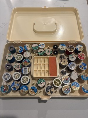 Vintage Plastic Wilson Wil-Hold Sewing Thread Storage Case Box Gold/Yellow 