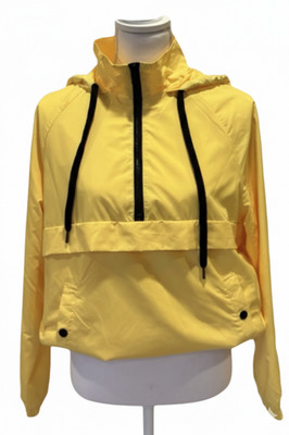 H&M Divided Yellow Hooded Windbreaker Jacket Women's Small Boxy 1/2 Zip Pullover