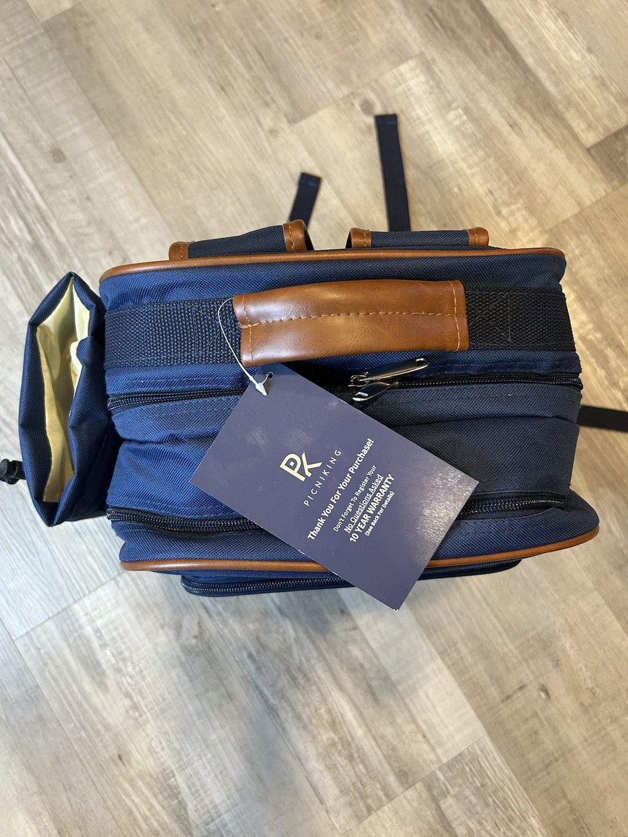Picniking Navy Blue Picnic Backpack for 2 Person Set Portable Picnic Bag Picniking Navy Blue Picnic Backpack for 2 Person Set  main image 4