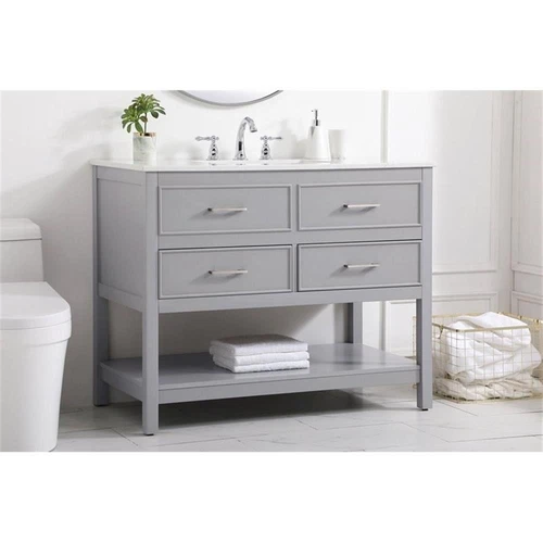Elegant Decor Sinclaire 42" Aluminum Alloy & MDF Single Bathroom Vanity in Gray - Picture 2 of 8