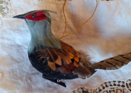 Bird Christmas Ornament Pheasant LONG Feather Tail