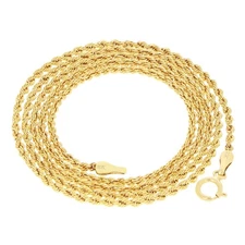 10K Yellow Gold 1.5mm Diamond Cut Rope Chain Link Necklace Mens Womens 20"