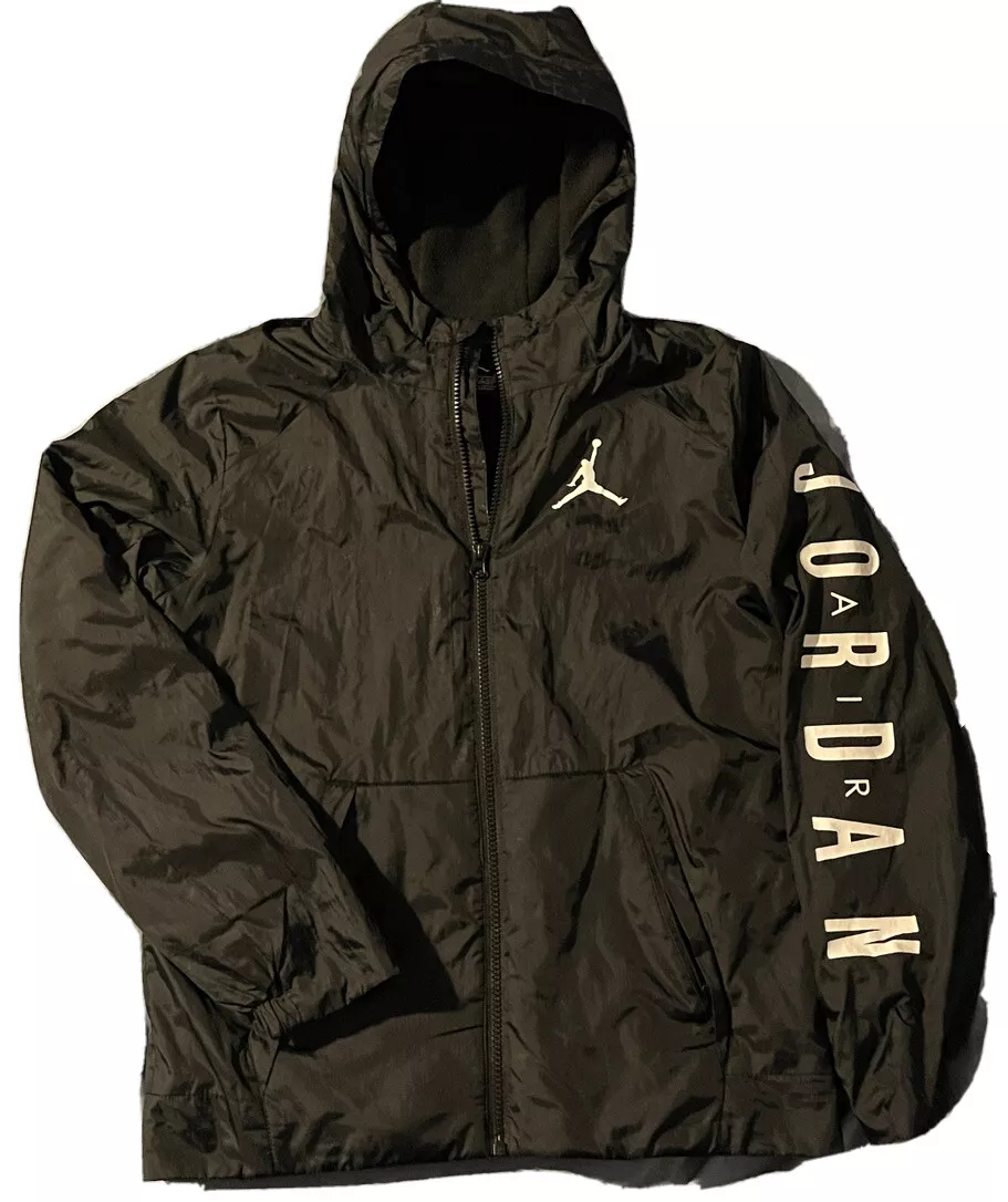 Nike Air Jordan Youth Boys Wings Hooded Fleece Lined Windbreaker Jacket  Size: L