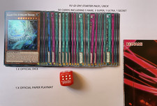 YUGIOH STARTER PACK /DECK 50 CARDS INCL HOLOS, RARES, GAME MAT, DICE BUNDLE LOT