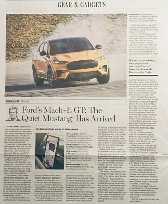 2021 FORD MUSTANG MACH E GT SUV MODEL CAR THE WALL STREET JOURNAL ARTICLE WSJ ,