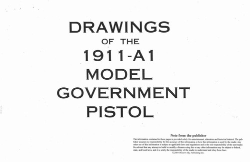 1911-A1 Gov't Model Drawings, Blueprints, 54 pages!! - Afbeelding 1 van 3